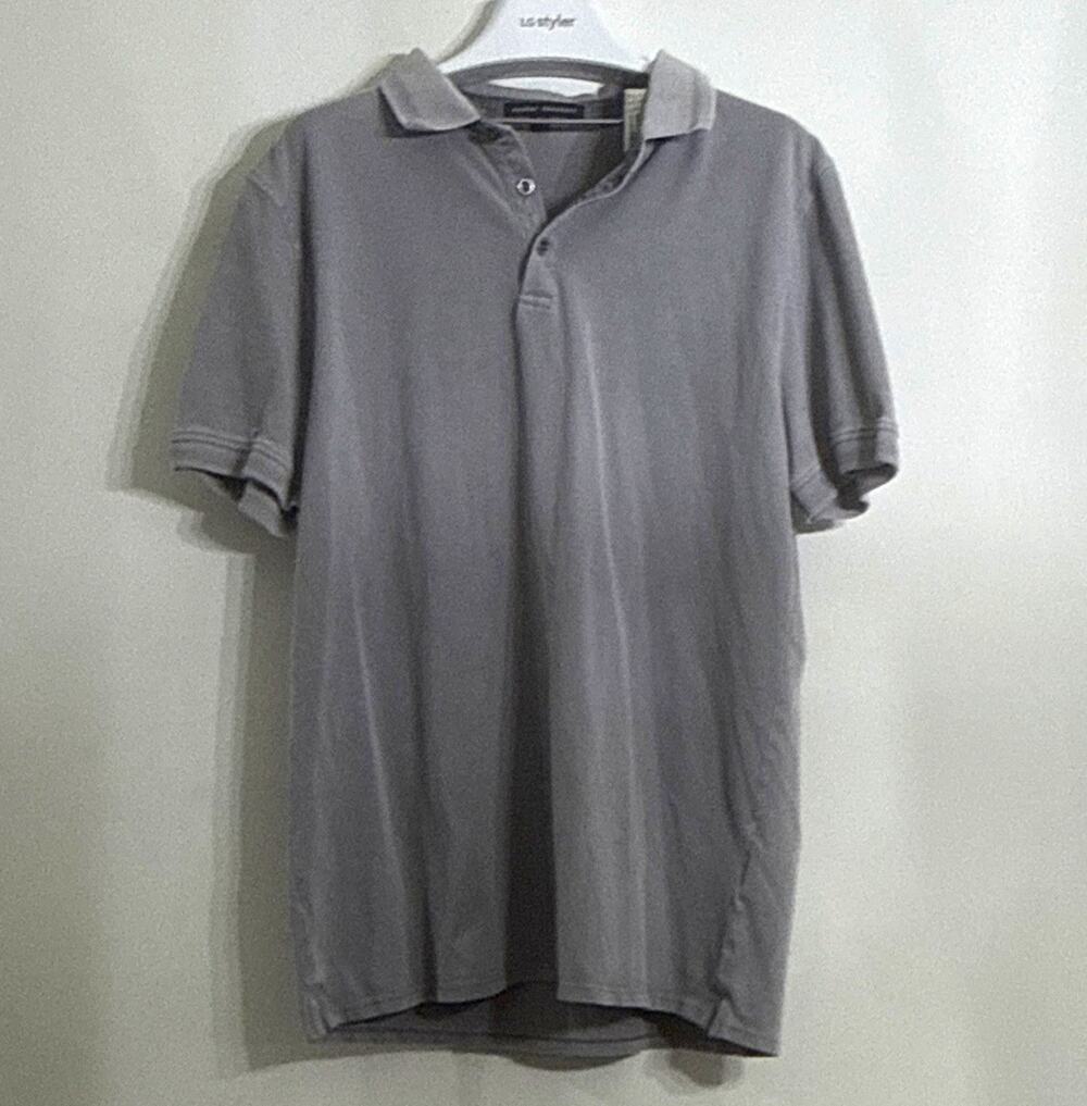 Robert Barakett Men's Polo Shirt L Regular Gray Solid Short Sleeve Stretch